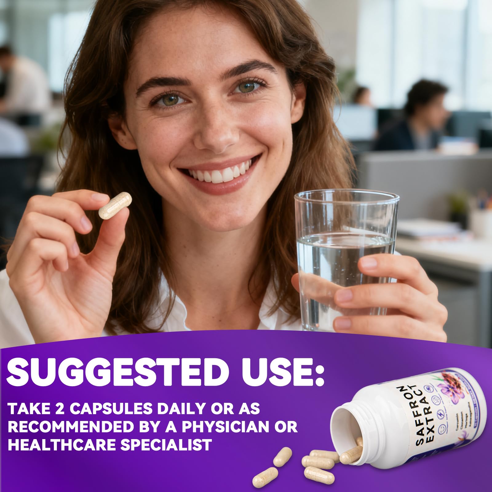 Happy Saffron Supplements, 100mg Saffron Extract, Saffron Blend with Turmeric & Ashwagandha, Supports Mood, Focus, and Energy Boost, 90 Capsules MossllyBuy Supplements Australia
