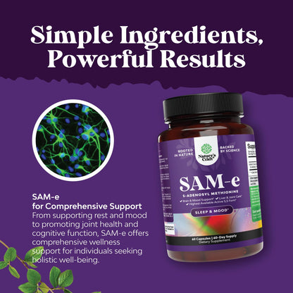 Sam-E 200mg Mood Support Supplement - S-Adenosyl Methionine Sam-E Supplement for Natural Relaxing Mood Boost Brain Support and Liver Detox Cleanse - Vegan Non-GMO and Gluten Free - 60 Count Natures CraftBuy Supplements Australia