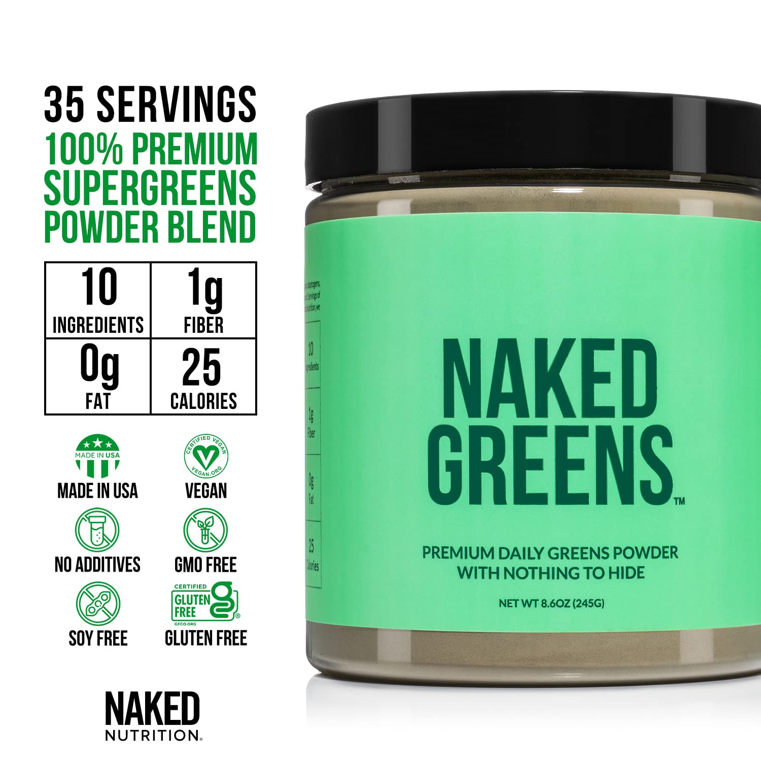 NAKED nutrition Vegan Energizing Bundle: Naked Citrus Energy Super Greens Powder Organic Greens Supplement