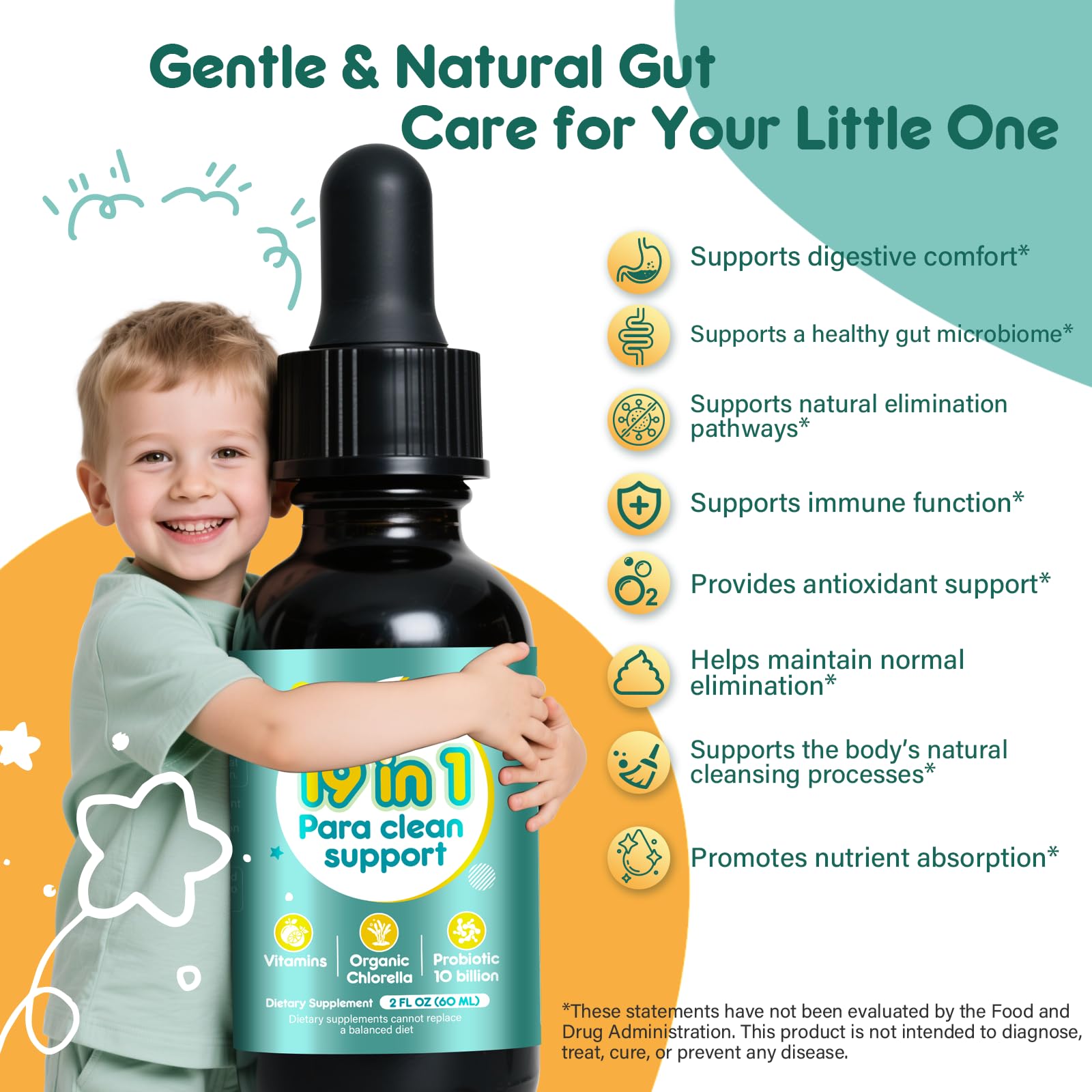 Tatavonix 19 in 1 Herbal Gut Cleanse Drops – Wormwood, Black Walnut, Chlorella 250mg, 10B Probiotics, Clove & Oregano – Liquid Detox Support for Adults & Kids, Alcohol-Free, 4oz TatavonixBuy Supplements Australia