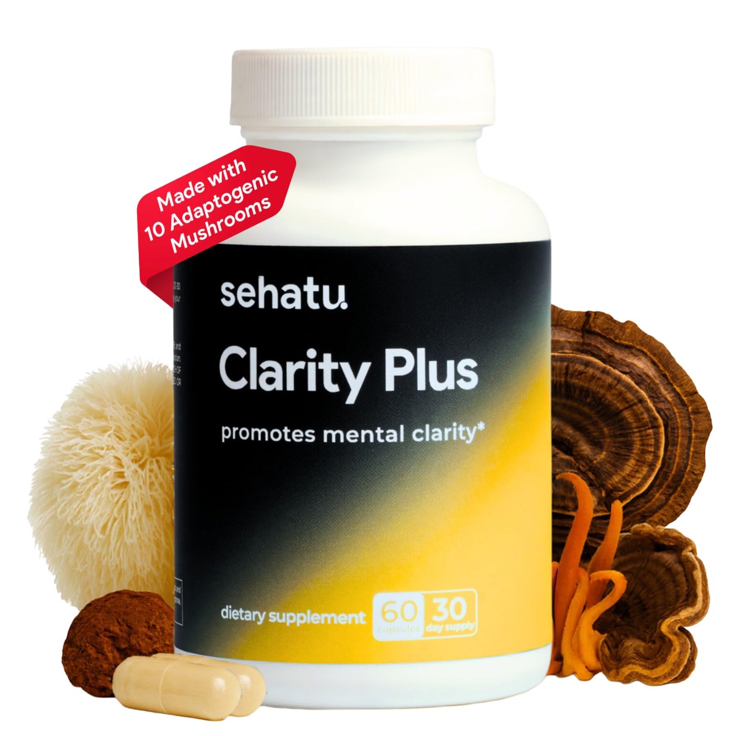 SEHATU Clarity Plus Cognitive Wellness Supplement | Packed with 10 Powerful Adaptogenic Mushrooms | Clear Brain Fog and Support Mental Clarity | 60 Count | 30 Day Supply SEHATUBuy Supplements Australia