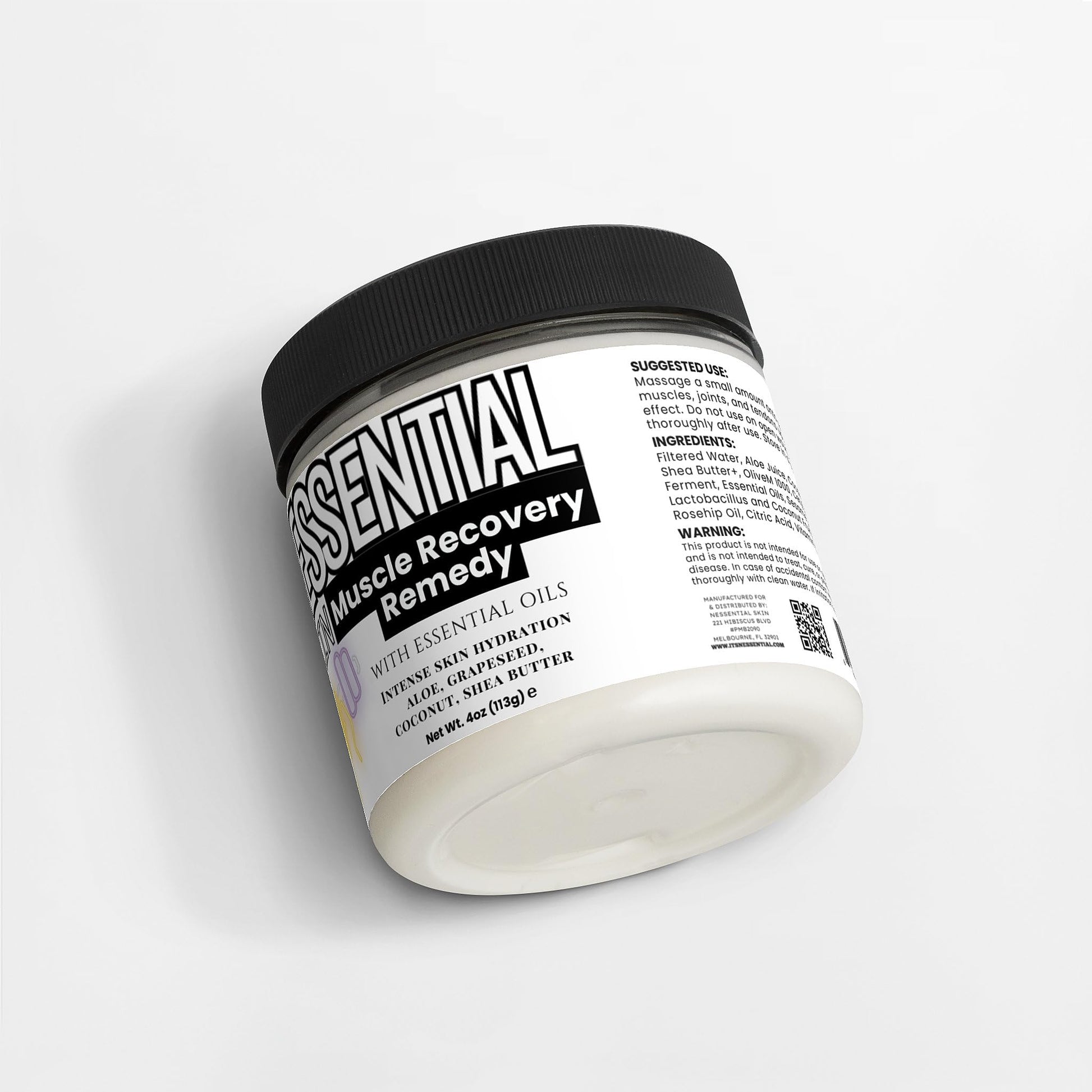 Nessential Skin Muscle Recovery Remedy with Essential Oils, Intense Hydration Cream, Natural Ingredients, Aloe, Grapeseed, Coconut, Shea Butter, 4 oz Nessential SkinBuy Supplements Australia