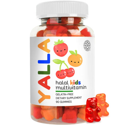 YALLA Halal Vitamins for Kids, Halal Kids Multivitamin Gummies, 45-90 Day Supply, Essential Vitamins with C, D3 YALLA