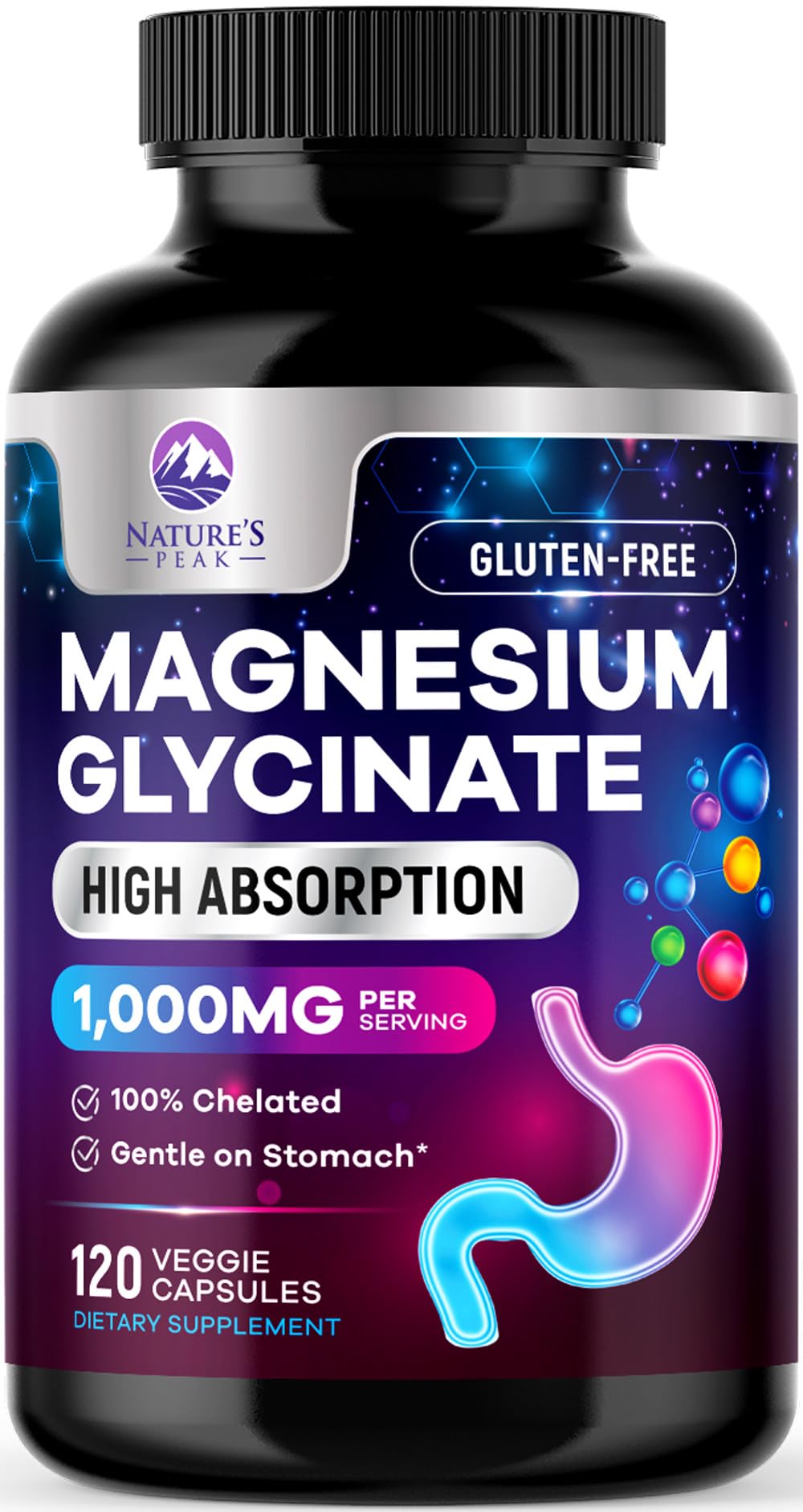 Magnesium Glycinate Capsules 1000mg Per Serving - Pure & Chelated for Max Absorption - Supports Muscle, Nerve & Heart Health, Sleep Support - Magnesium Supplement for Whole Body Support - 120 Capsules Nature's PeakBuy Supplements Australia