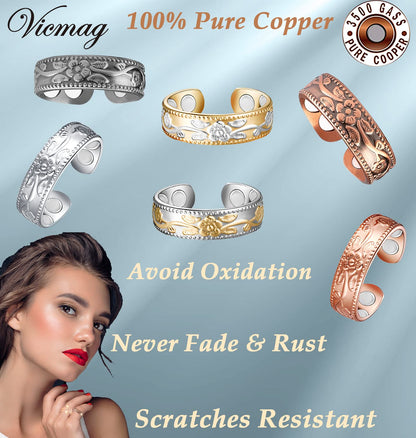 Vicmag Copper Magnetic Ring for Women Men 100% Solid Pure Copper Adjustable with Jewelry Gift Box VicmagBuy Supplements Australia