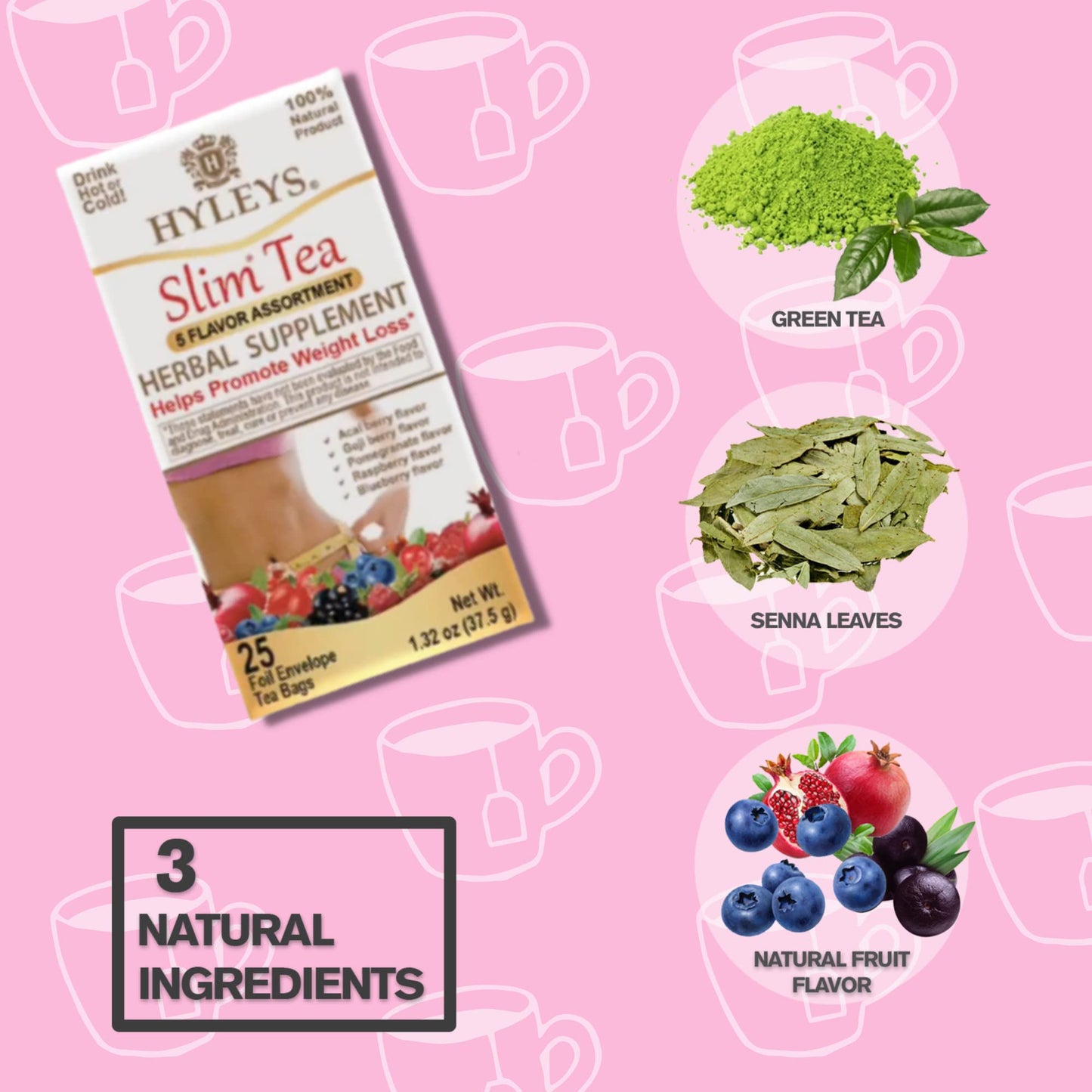 Hyleys Slim Tea 5 Flavor Assortment - Weight Loss Herbal Supplement Cleanse Hyleys TeaBuy Supplements Australia