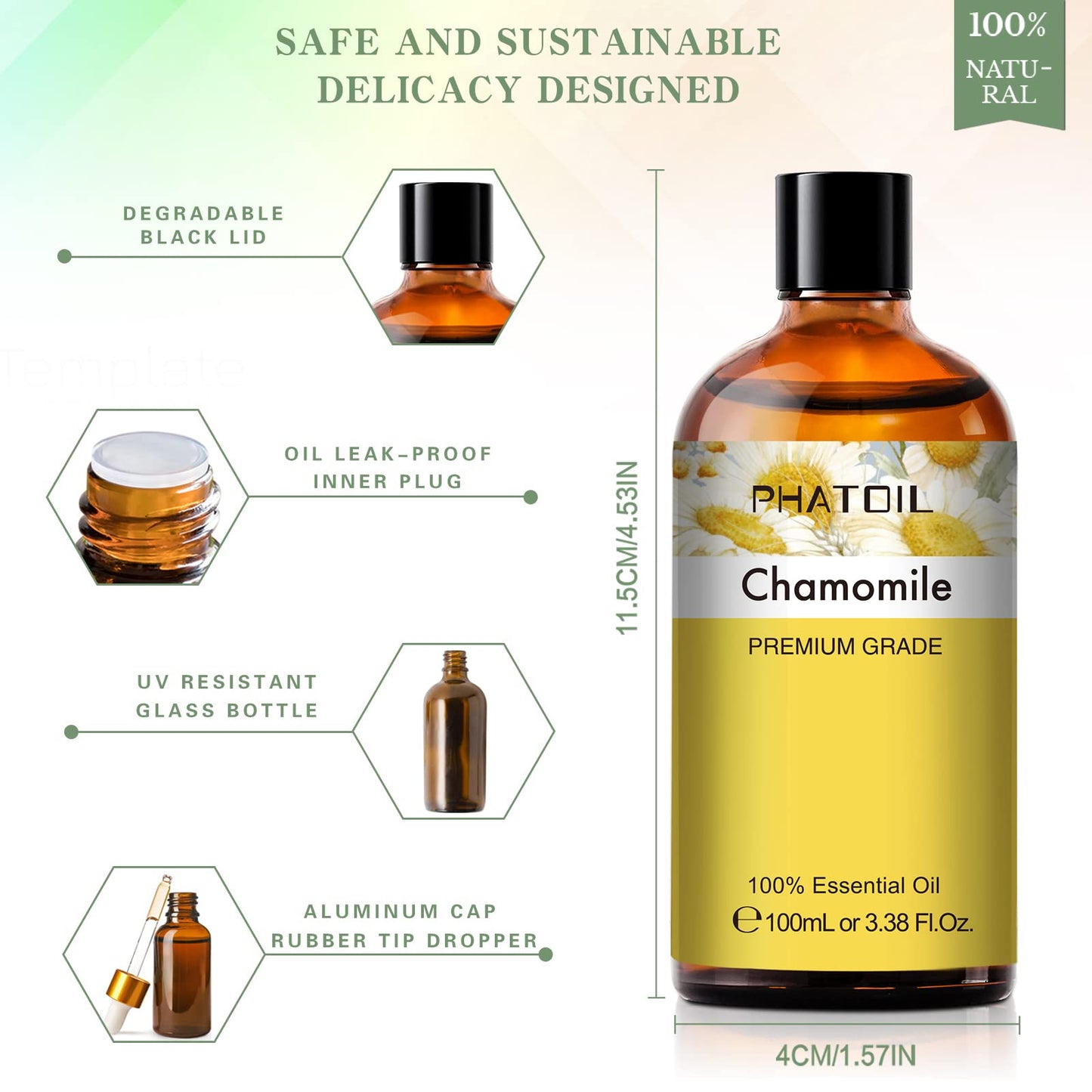 PHATOIL 100ML Chamomile Essential Oil - 3.38FL.OZ Essential Oils for Diffusers for Home PHATOILBuy Supplements Australia