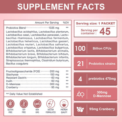 Probiotics-for-Women Prebiotics-and-Probiotics-Powder, 100-Billion-CFUs 45-Day-Supply NATURE TARGETBuy Supplements Australia