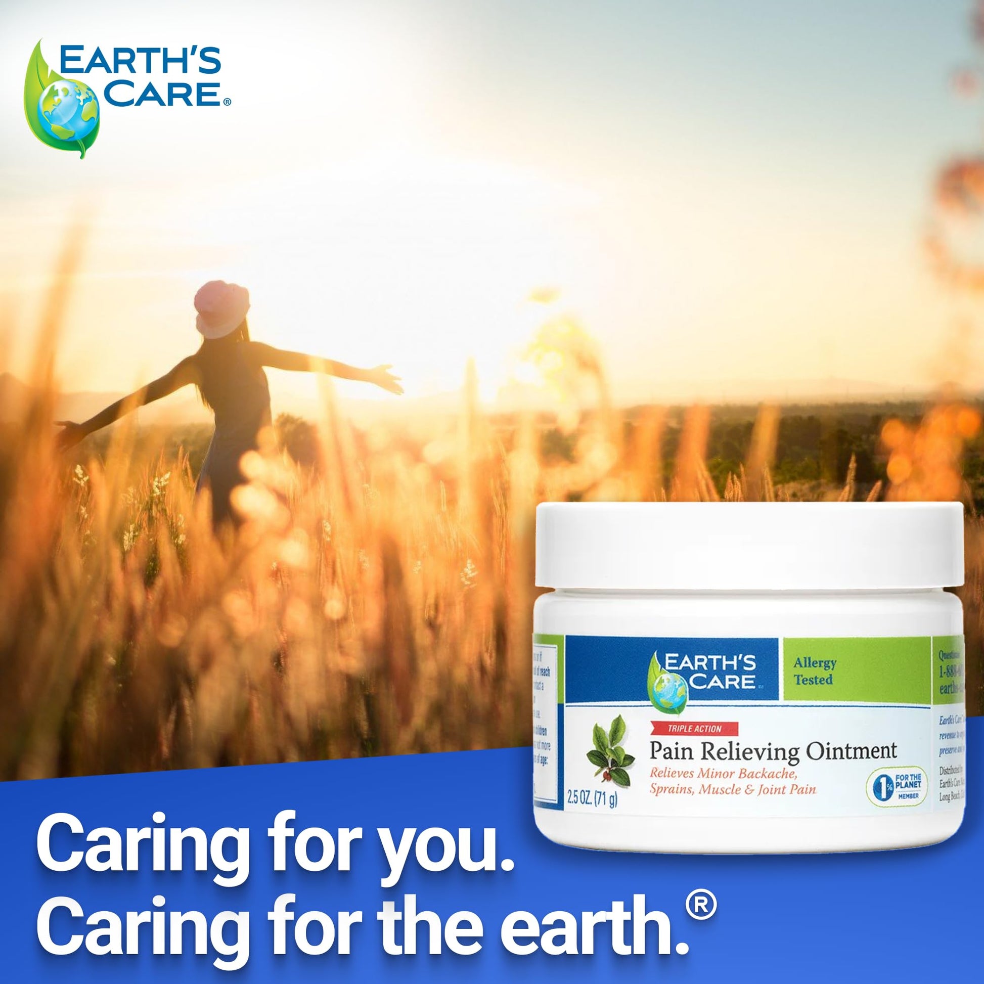 Earth's Care Pain Relieving Ointment - Triple Action Muscle and Joint Pain Relief Cream - Topical Analgesic 2.5 oz (3 Jars) Earth's CareBuy Supplements Australia