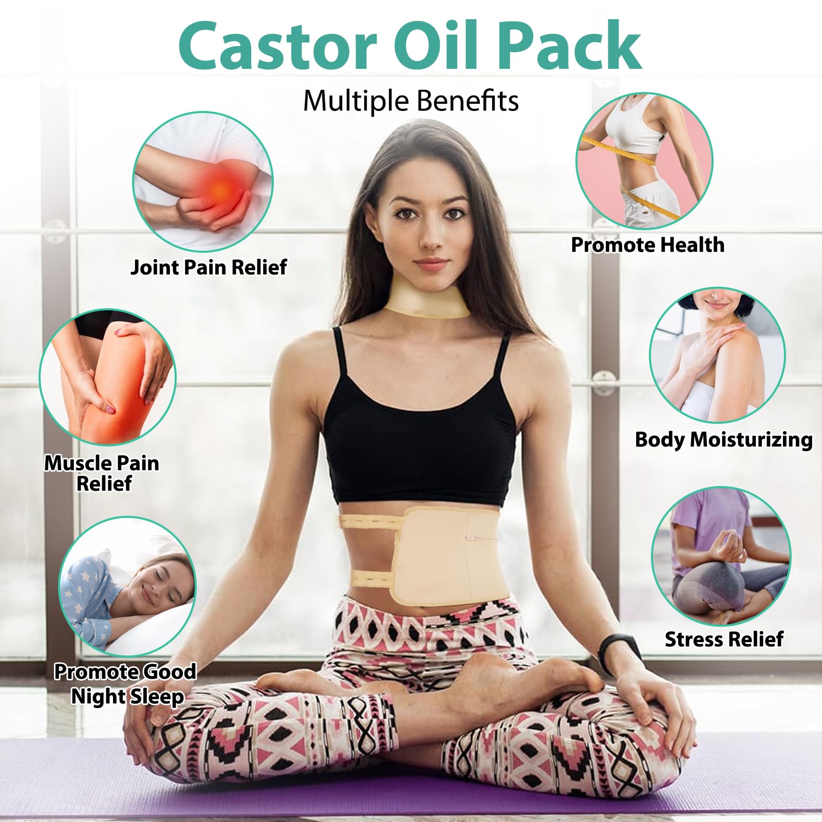 Jamaican Black Castor Oil (2.02 fl oz) with Reusable Castor Oil Pack Wrap, Adjustable Castor UqrjyfiyBuy Supplements Australia