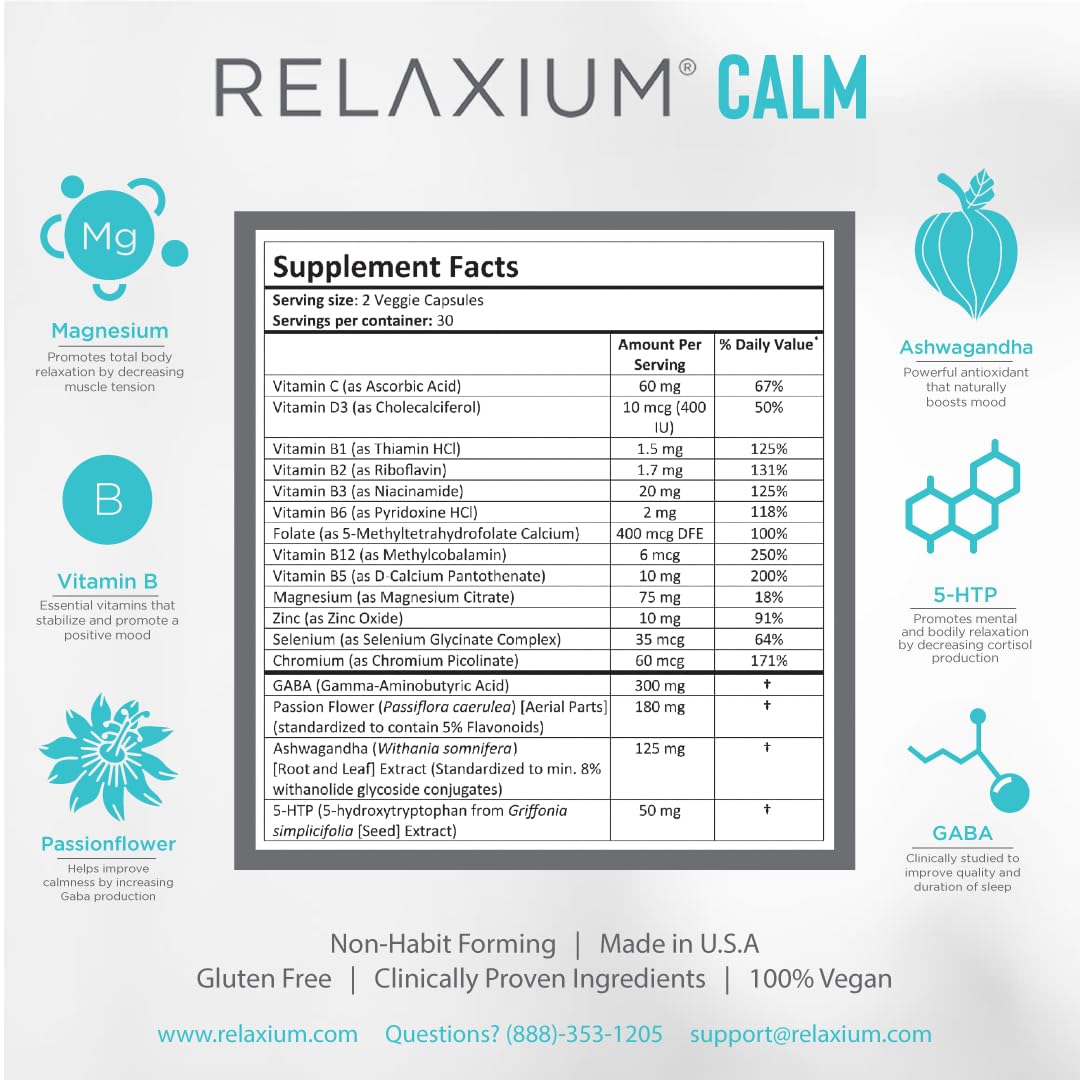 Relaxium Calm, Non-Habit Forming, Stress & Mood Support Supplement RelaxiumBuy Supplements Australia