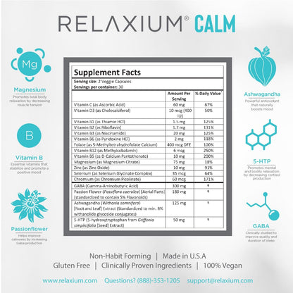Relaxium Calm, Non-Habit Forming, Stress & Mood Support Supplement RelaxiumBuy Supplements Australia