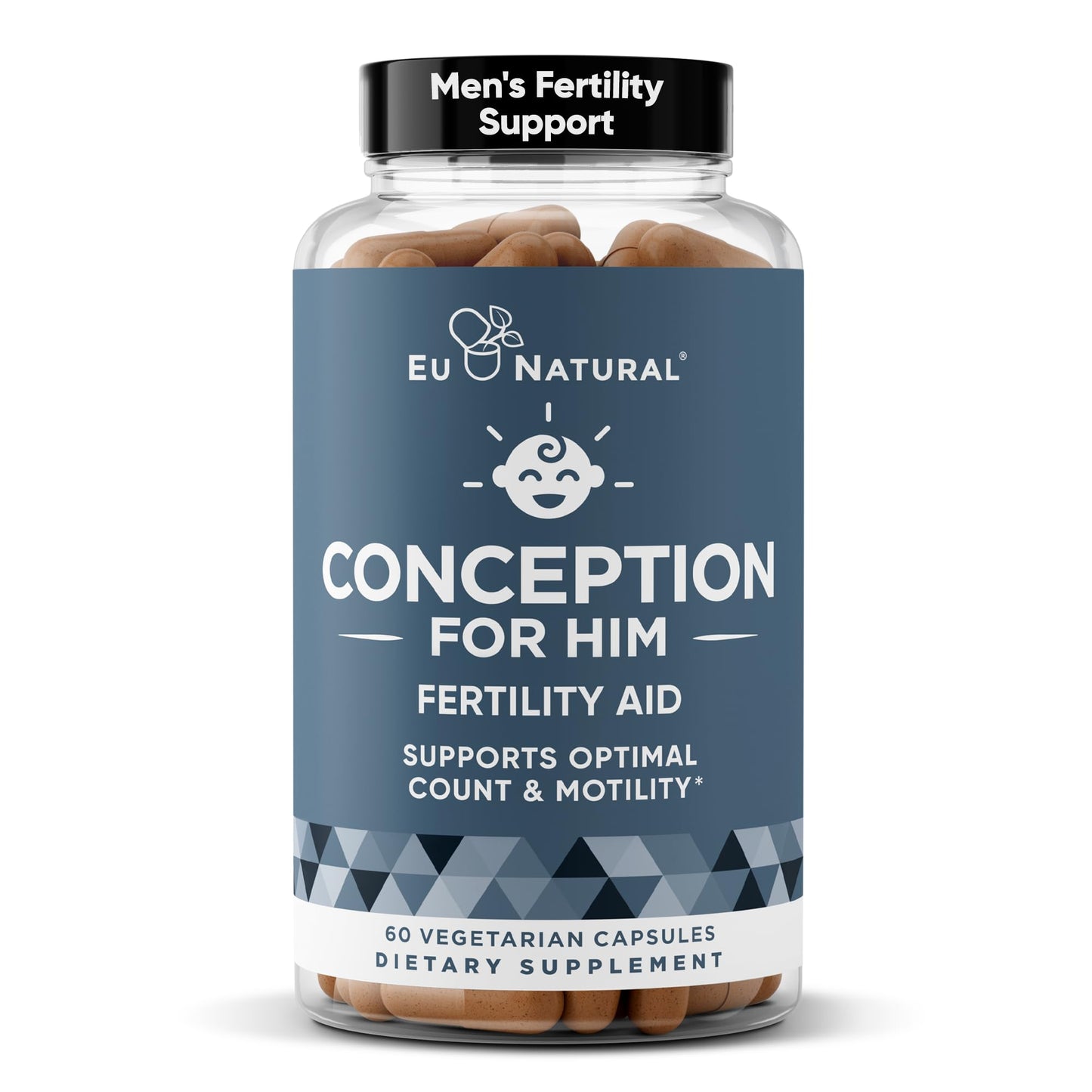 Eu Natural Conception for Him - Male Fertility Supplements with Ashwagandha, Folate & Zinc - Sperm Count, Motility & Strength Support