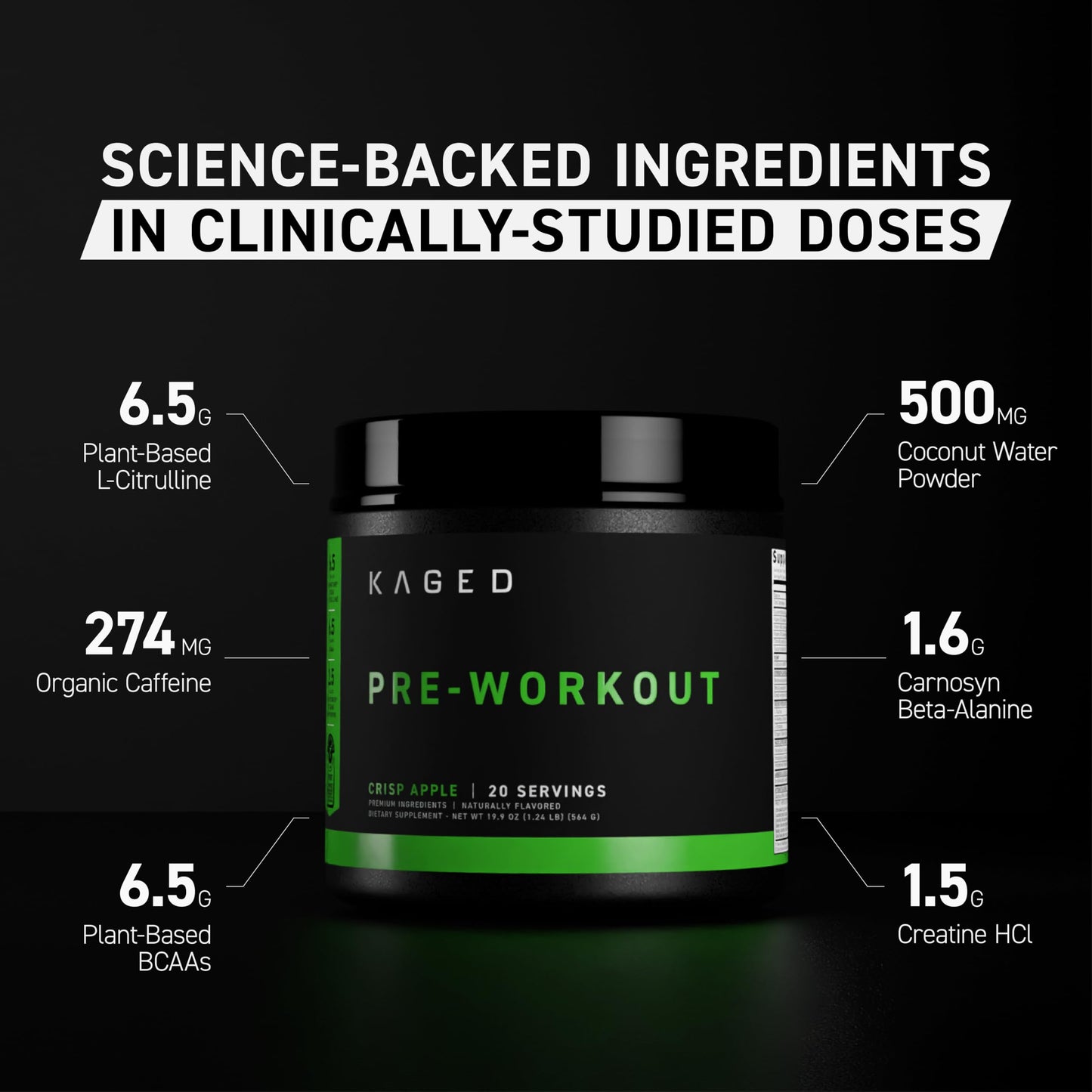 Kaged Stimulant Free Pre Workout Powder | Fruit Punch | Pre-Kaged | Formulated with Creatine, Beta Alanine | No Jitters | 20 Servings
