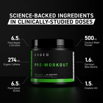 Kaged Stimulant Free Pre Workout Powder | Fruit Punch | Pre-Kaged | Formulated with Creatine, Beta Alanine | No Jitters | 20 Servings