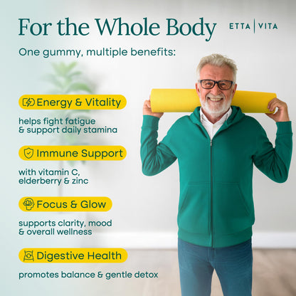Everyday Debloat & Detox Sugar-Free Fruits and Veggies Gummies - Energy Support with Superfood Fruit and VegetableSupplement (120 Chews) Cruelty-Free, Vegan, Gluten-Free, Fruit and Vegetable Vitamin Etta VitaBuy Supplements Australia