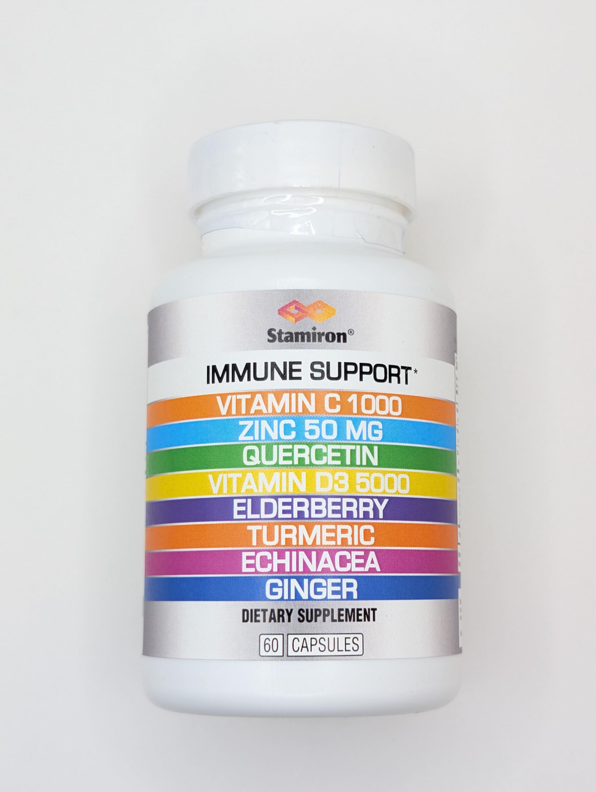 8 in 1 Immune Support with Quercetin Zinc 50mg Vitamin C 1000mg Vitamin D3 5000 IU and Elderberry Echinacea Ginger for Adults Kids - VIT D Supplement Veg Capsules StamironBuy Supplements Australia