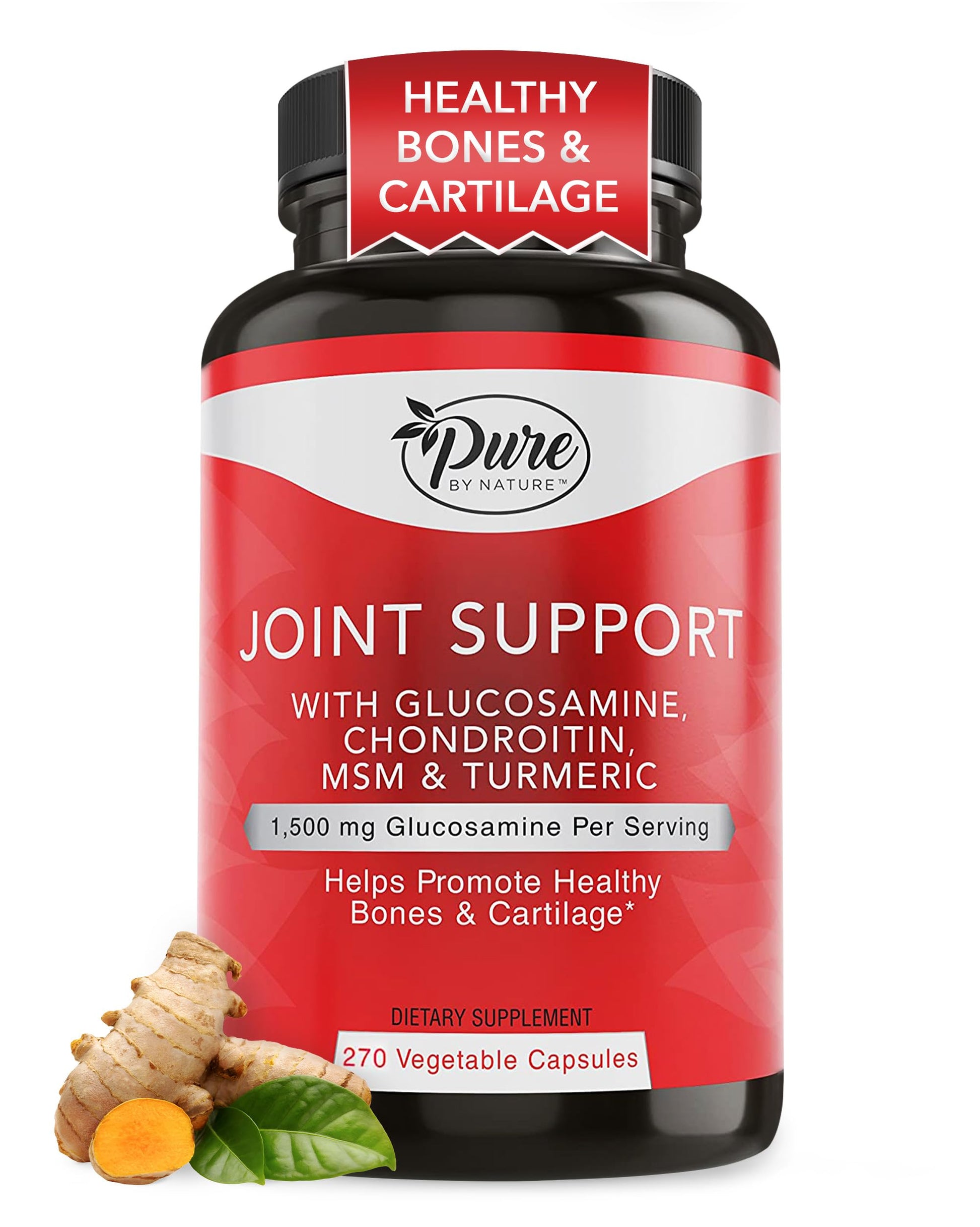 Pure By Nature Joint Support, Glucosamine with Chondroitin Turmeric MSM Boswellia Supplement, 270 Capsules Pure By NatureBuy Supplements Australia