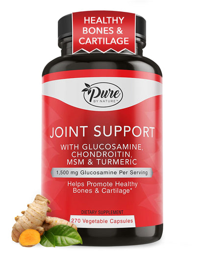 Pure By Nature Joint Support, Glucosamine with Chondroitin Turmeric MSM Boswellia Supplement, 270 Capsules Pure By NatureBuy Supplements Australia