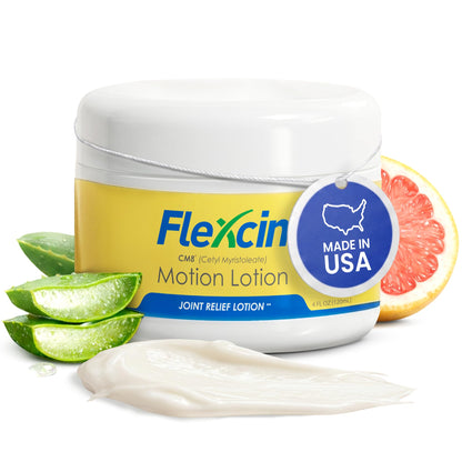 Flexcin Motion Lotion with CM8 - Joint & Muscle Therapy Cream for Back, Neck, Knee, Hand, Foot - Fast Absorbing with DMSO, Emu Oil, Aloe Vera - Non-Greasy 4oz Jar FlexcinBuy Supplements Australia