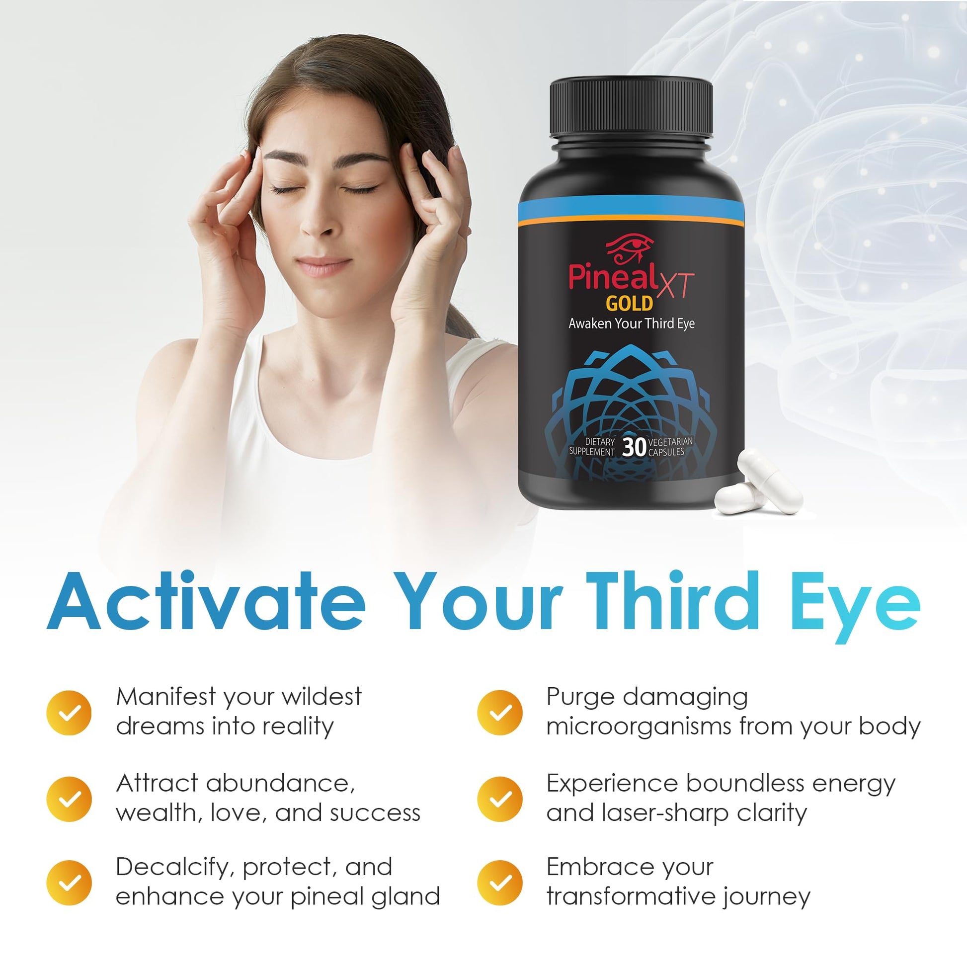 Nutraville Pineal XT Gold - Pineal Gland Supplement - Third Eye Awakening - Focus and Memory Supplement for Brain - 7 Powerful Ingredients Decalcify, Detox, and Activate Your Pineal Gland, 2 Pack NutravilleBuy Supplements Australia