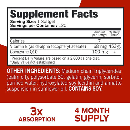 Qunol CoQ10 100mg Softgels, 3X Better Absorption 4 Month Supply + 120 Count Magnesium QunolBuy Supplements Australia