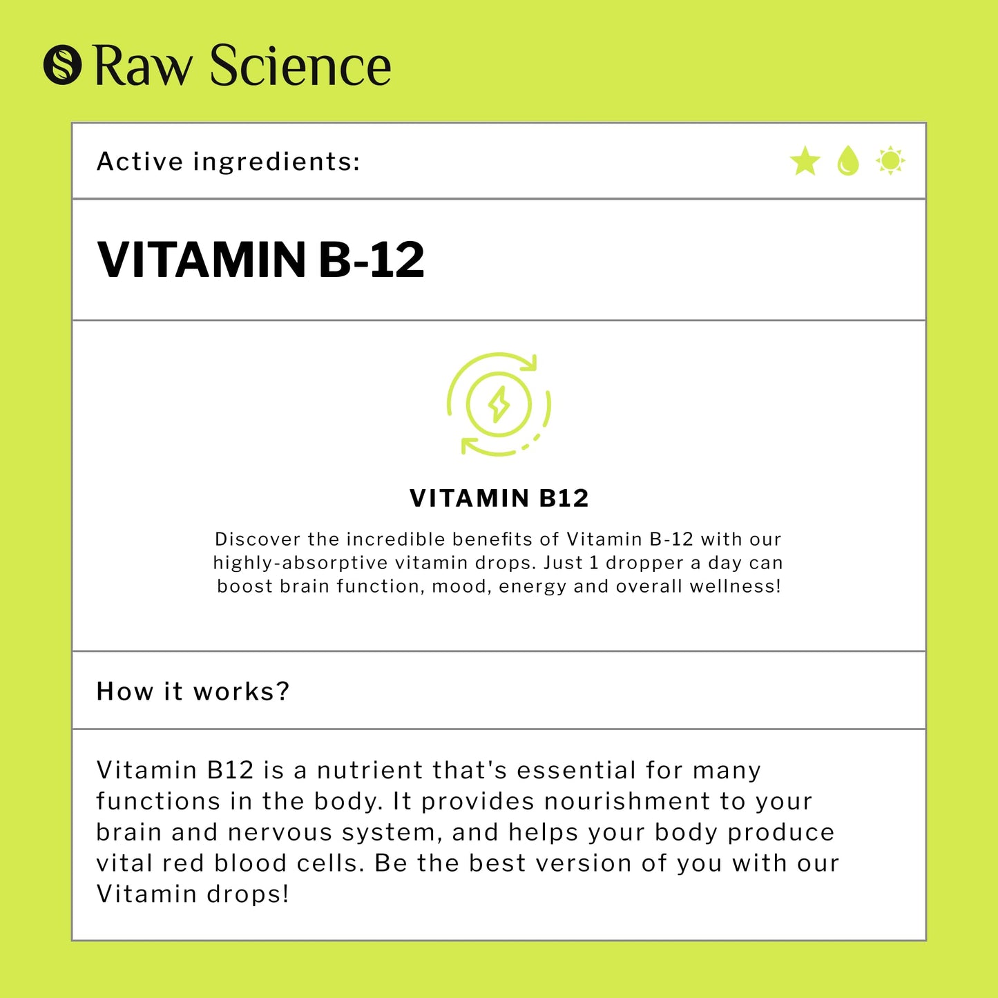 Vitamin B12 Liquid Drops Sublingual 5000mcg, Methyl & Methylcobalamin Supplements S RAW SCIENCEBuy Supplements Australia