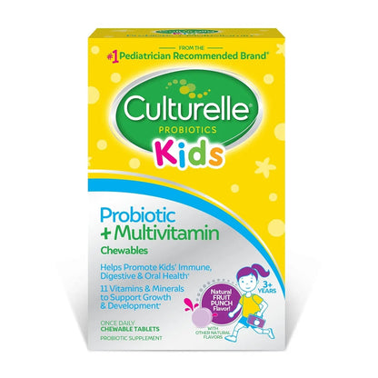 Culturelle Kids Probiotic + Complete Multivitamin Chewable For Kids, Ages 3+, 30 Count, Digestive Health, Oral Health & Immune Support CulturelleBuy Supplements Australia