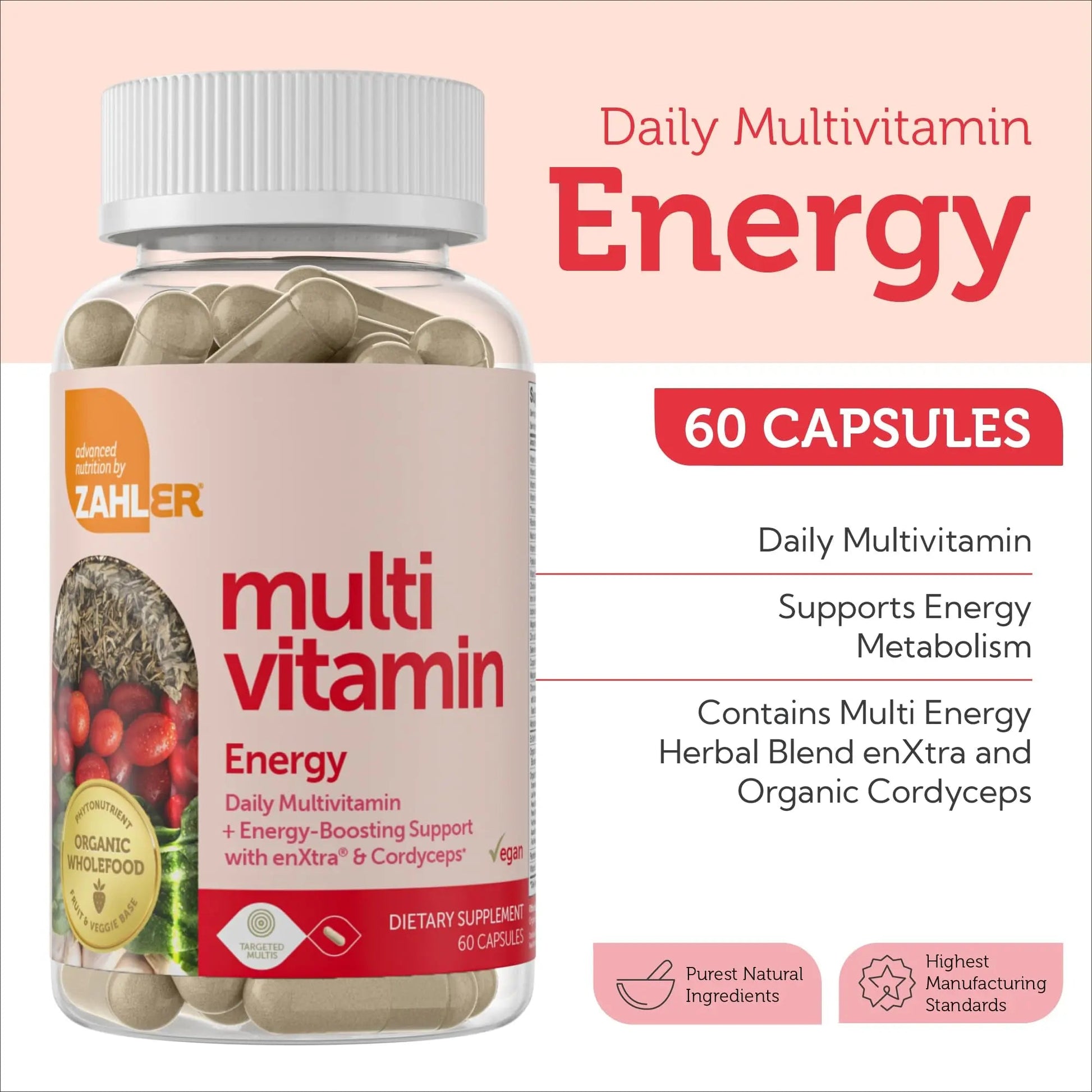 Zahler - Daily Multivitamin for Women & Men with Energy Vitamins, Minerals & Iron (60 Count) Kosher Men & Womens Multivitamins for Healthy Energy ZahlerBuy Supplements Australia