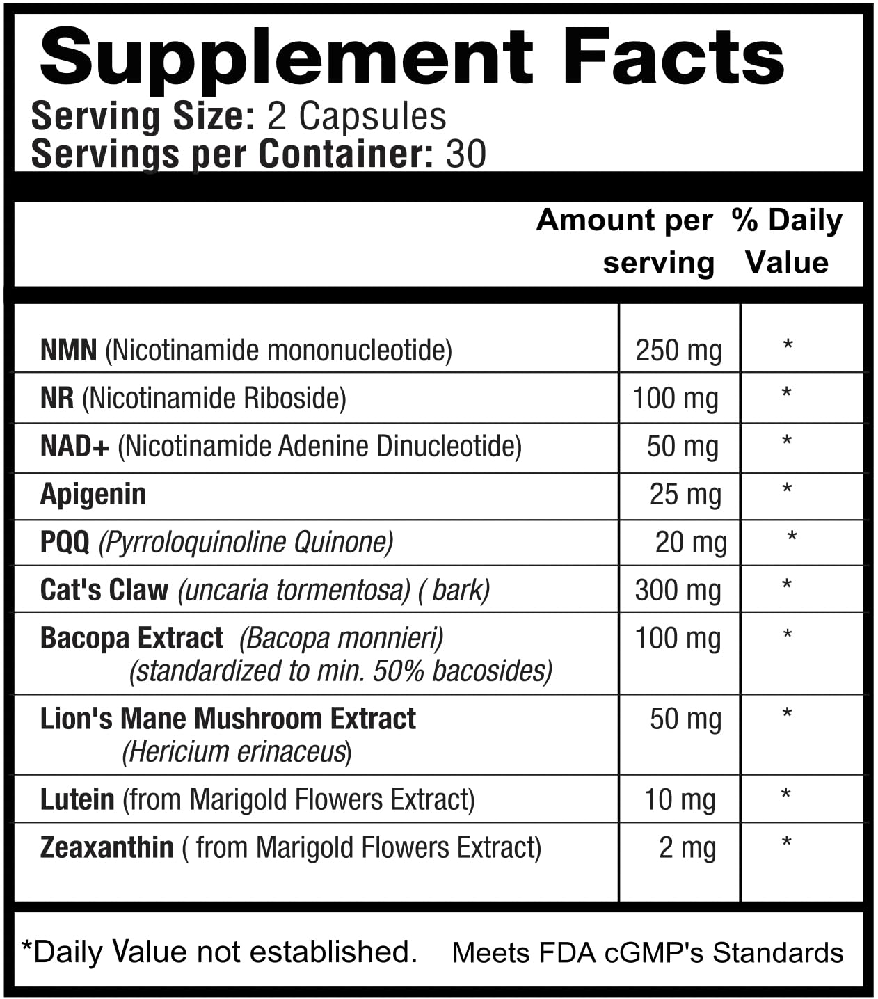 1LifeScience Cognition & Vision Support Supplement – NMN, Lion’s Mane, Cat’s Claw, Apigenin, PQQ & Lutein – NAD+ Support Formula – cGMP Made in USA – 60 Caps 1LifeScienceBuy Supplements Australia
