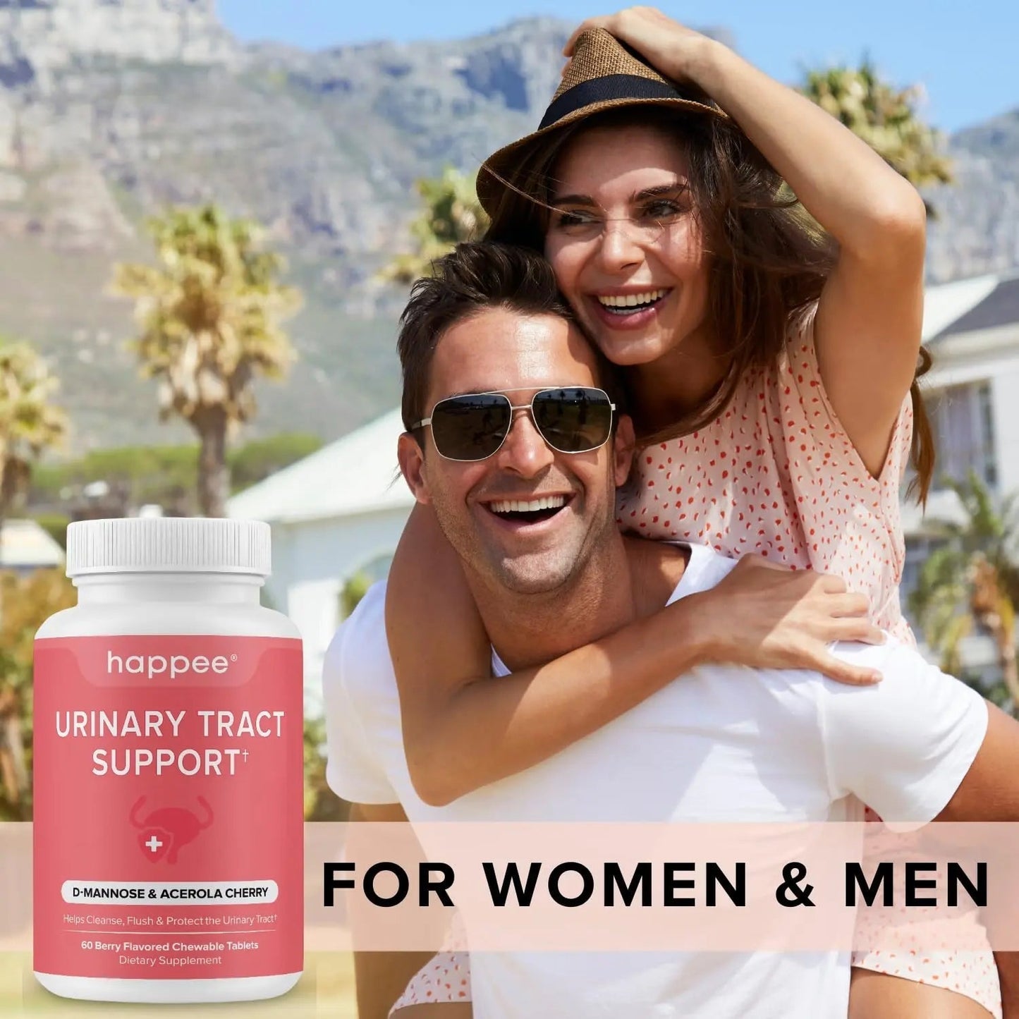 Happee Urinary Tract Health Supplement for Women & Men – Fast-Acting UTI Relief and Prevention, 500mg D-Mannose & Antioxidants, Supports Kidney and Bladder Health, Berry Flavor, 60 Chewables HappeeBuy Supplements Australia