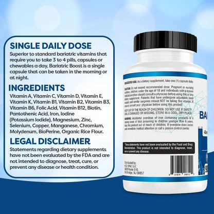 Bariatric Boost One-A-Day Multivitamin 90 Day Supply with 45mg Iron Post Gastric Bypass Sleeve Surgery | Non-GMO, Gluten Free, Bariatric Multivitamin Made in USA | ACE NUTRITIONBuy Supplements Australia