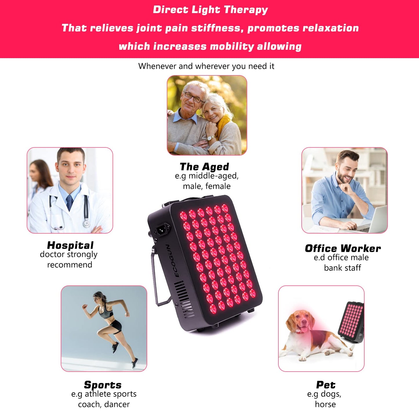 Red Light Therapy Device - Near Infrared Light Therapy with Timer, 60 Clinical Grade LEDs ECOGUNBuy Supplements Australia