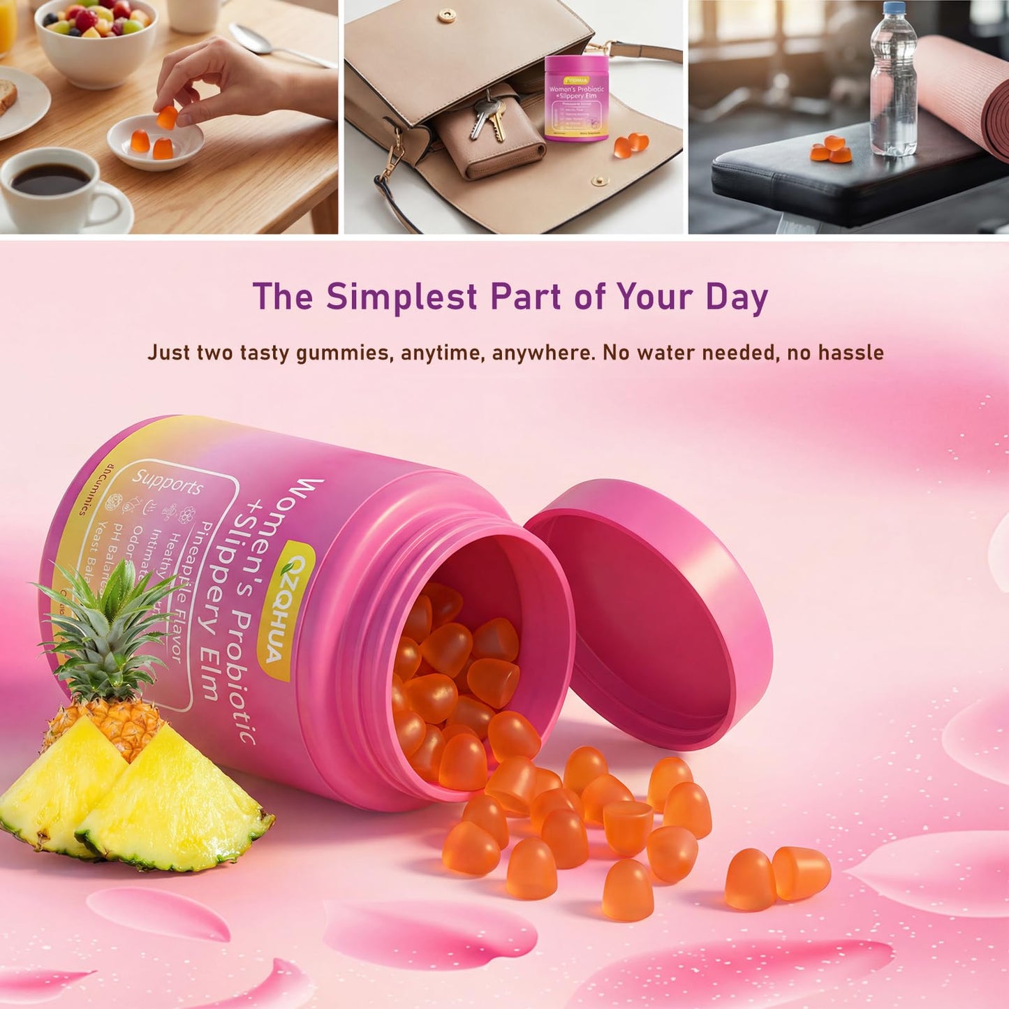 Premium Feminine Balance Gummies for Women - 60 Gummies, Hawaiian Pineapple Flavor - with Probiotics & Vitamin C - Supports Feminine Wellness & Healthy Balance - Gluten Free, Vegan（30 Servings）（Q2） QZQHUABuy Supplements Australia