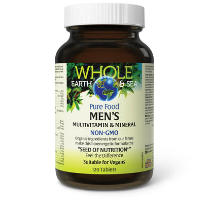 Natural Factors Whole Earth & Sea Men's Multivitamin s& Mineral, 1 Serving Contains Nutrition Equivalent to ½ lb of Veggies, 120 Tablets Natural Factors