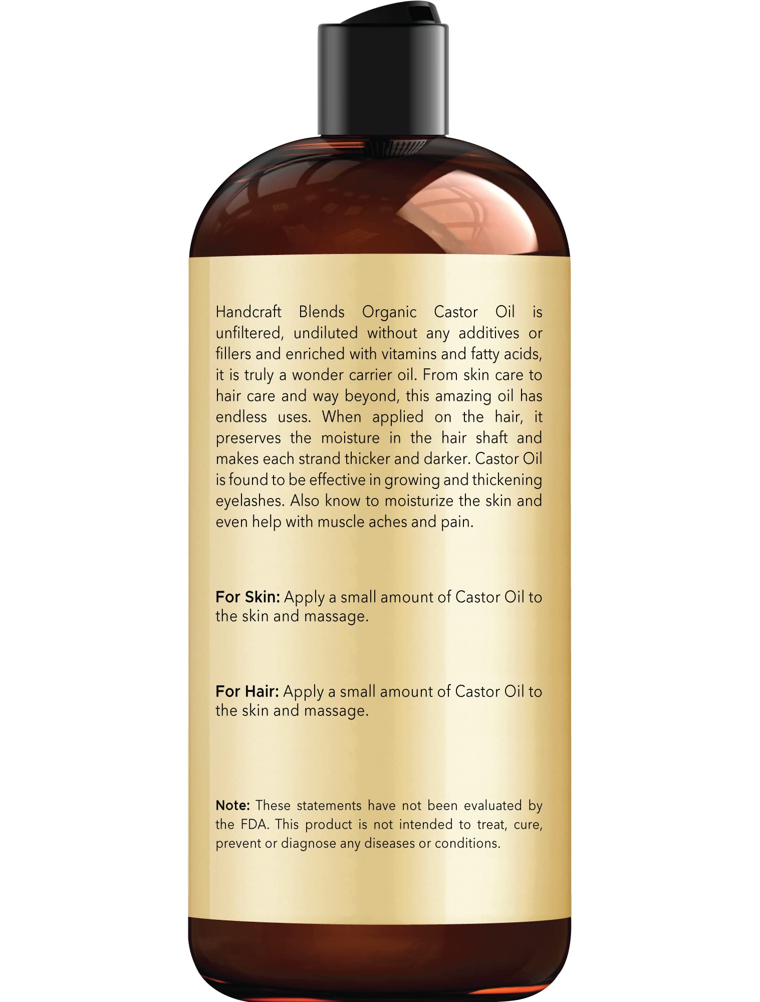 Handcraft Blends Organic Castor Oil for Hair Growth, Eyelashes and Eyebrows - 100% Pure Handcraft BlendsBuy Supplements Australia