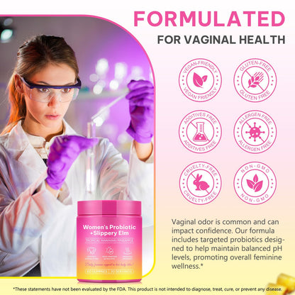 KITNOBLIS Feminine Probiotic Gummies with Slippery Elm- Pineapple Gummies for Women pH Balance, Gut Health & Immune Supports | with Prebiotics & Lactobacillus Blend (60 Gummies) KITNOBLISBuy Supplements Australia