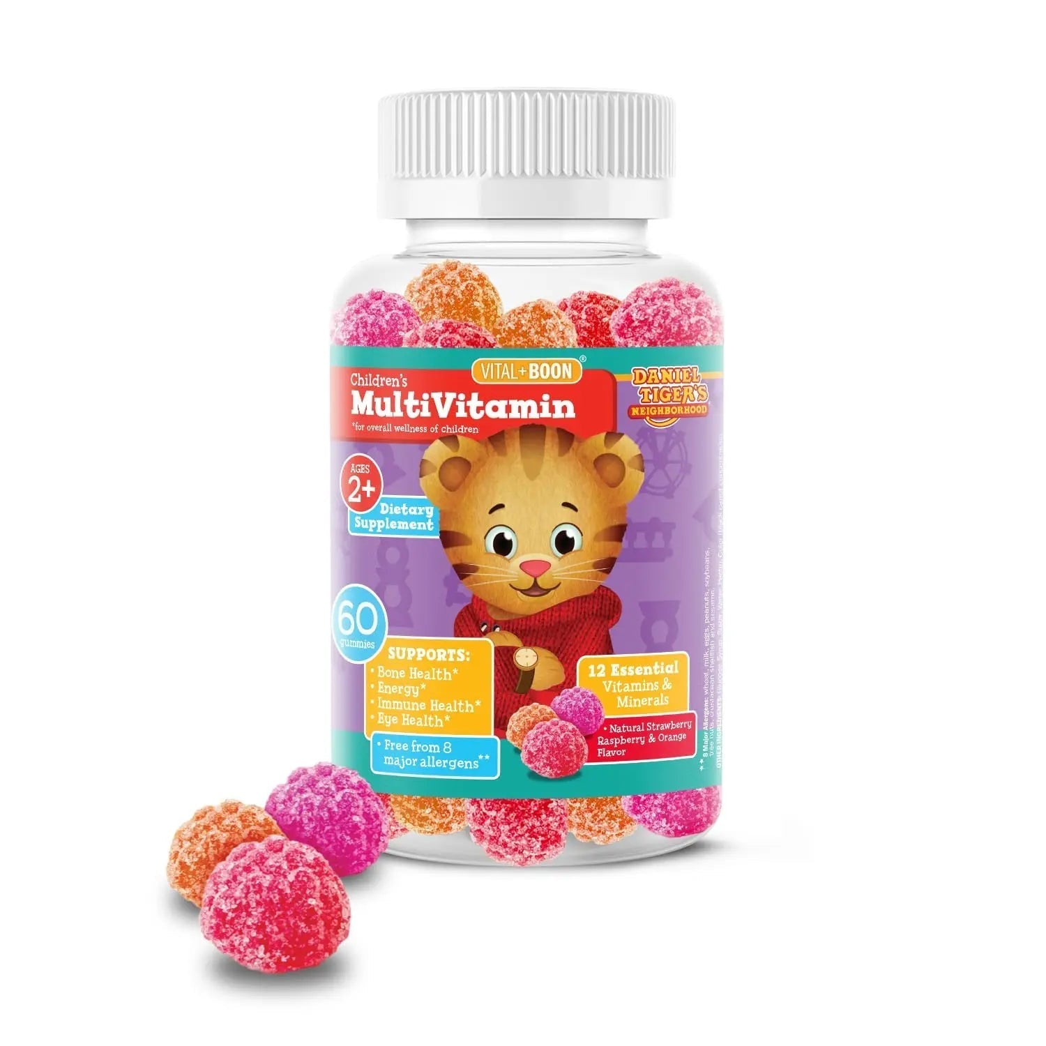 Daniel Tiger - Kids Multivitamin Gummies (60 Gummy Bottle) Toddler 2+ & Kids Vitamins - 12 Essential Vitamins & Minerals to Support Bone Health, Energy Vital+BoonBuy Supplements Australia
