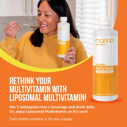 Manna Vitamins Evolved Liposomal Multivitamin - Daily Multivitamin Provides 20 Vitamins and Minerals - Multivitamins for Men and Women Manna Vitamins Evolved