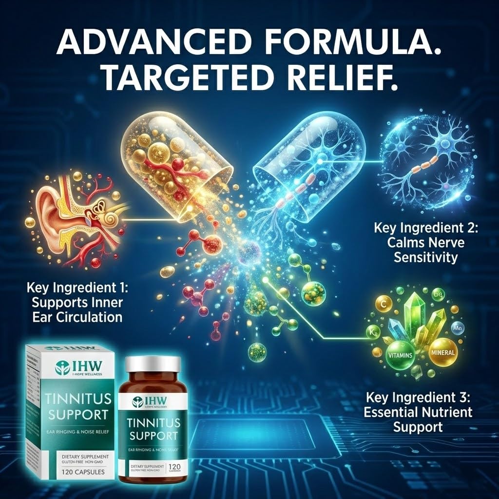 IHW Tinnitus Relief for Ringing Ears, 1200mg Tinnitus Relief Supplement, 120 Capsules, with Vitamin B Complex & C, Reduces Ringing in Ears, Promotes Hearing Wellness & Comfort IHWBuy Supplements Australia