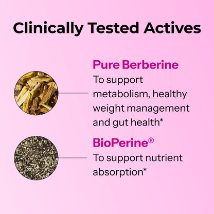 HUM Best of Berberine Supplement 1200mg, Pure Potency for Metabolic Wellness, Gut Health, Pure Berberine Supplements Enhanced