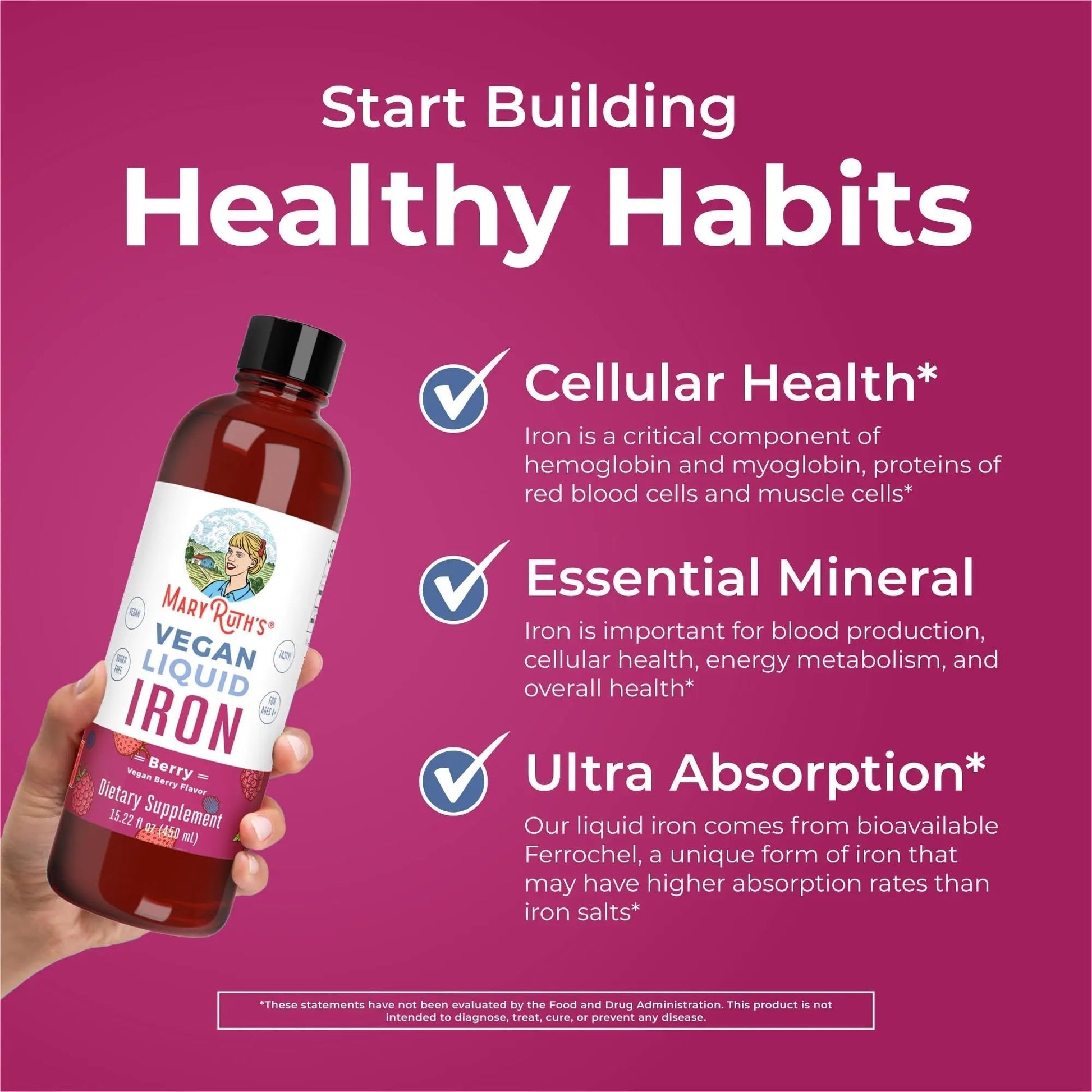 MaryRuth's MaryRuth's Liquid Morning Multivitamin +Hair Growth (Peach Mango, 30oz) & Iron Liquid (Berry) | Clean Label Project Verified® | MARYRUTH'SBuy Supplements Australia