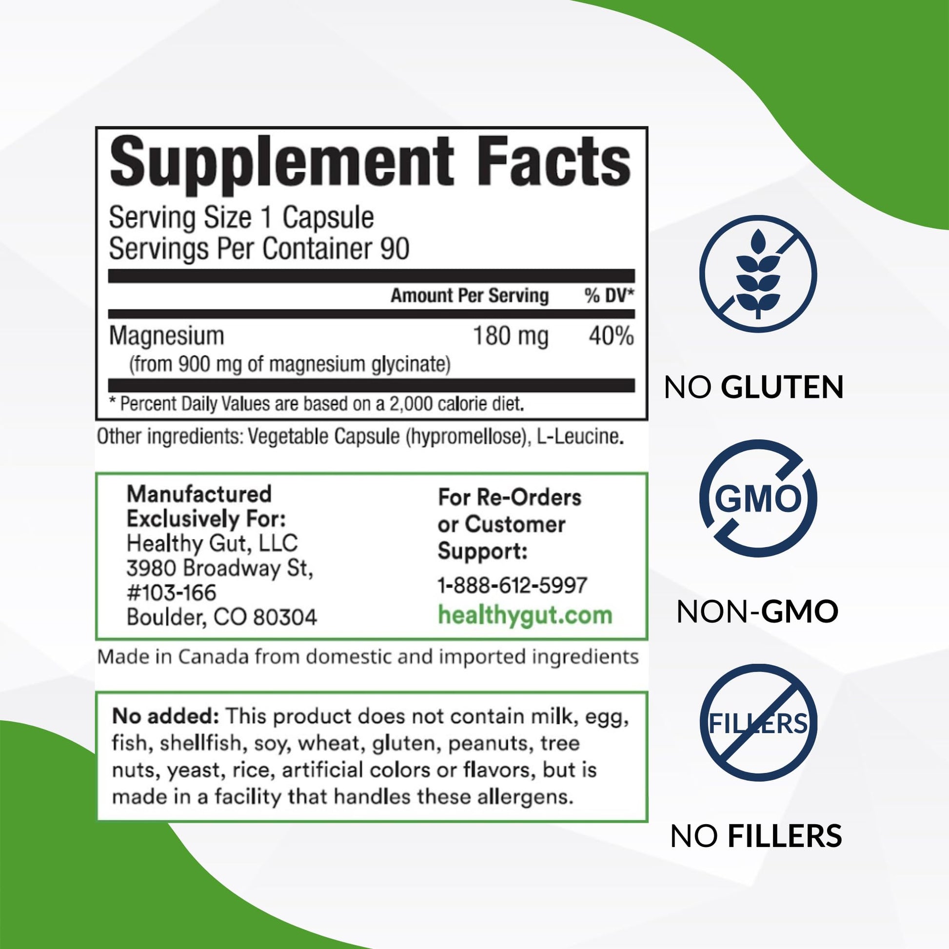 Healthy Gut Magnesium-HP | Ultra Pure Magnesium Glycinate Capsules with Zero Fillers | 180 mg Magnesium Glycinate | 90 Servings Healthy GutBuy Supplements Australia