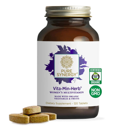 PURE SYNERGY Vita·Min·Herb for Women | Women’s Comprehensive Multivitamin Supplement | Made with Organic Whole Food Non-GMO & Vegan Ingredients | PURE SYNERGY