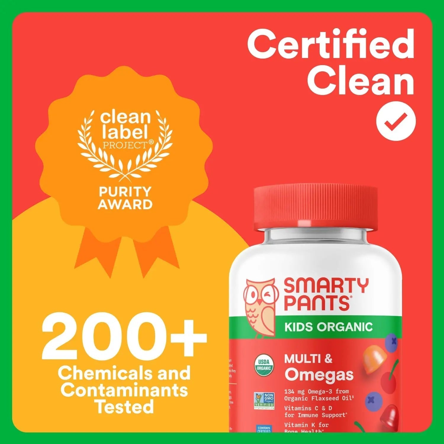SmartyPants Organic Kids Multivitamin Gummies: Omega 3 (ALA), Vitamin D3, C, Vitamin B12, B6, A, K & Zinc for Immune Support, Biotin SmartyPants