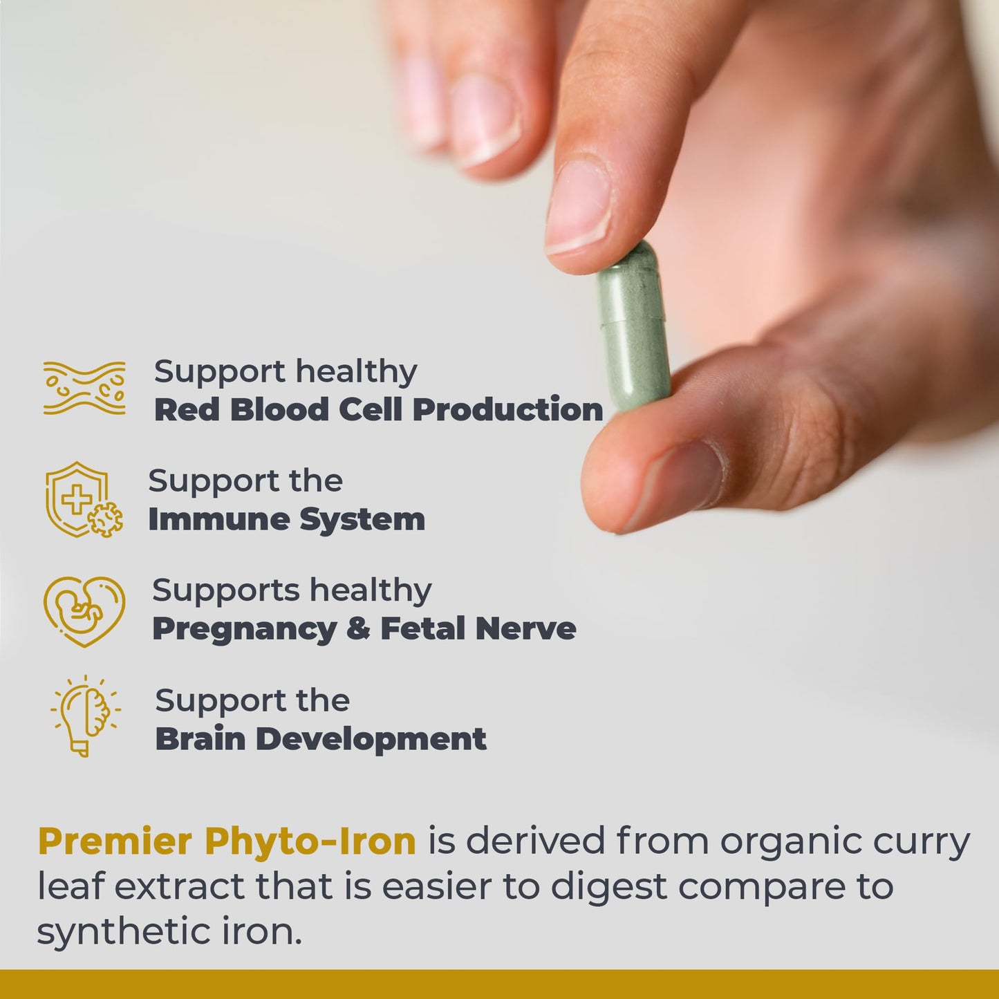 Premier Research Labs Phyto-Iron - Plant Based Iron for Men & Women for Blood Support, Curry Leaves Supplement, Iron Supplements, Non-Heme Iron, 18mg Iron Per Serving - 120 Vegetarian Capsules Premier Research LabsBuy Supplements Australia