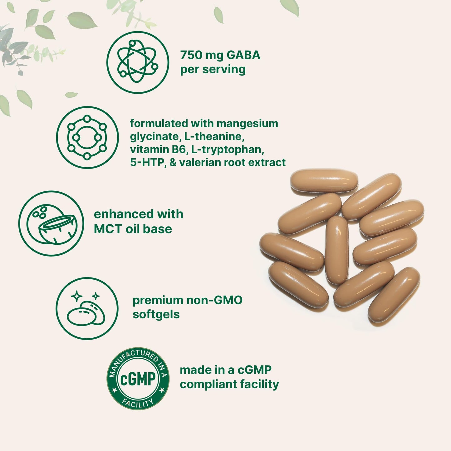 Micro Ingredients GABA 750 mg with MCT Oil, 300 Softgels | Gamma Aminobutyric Acid with Vitamin B6, 5-HTP, L-Theanine, L-Tryptophan & Magnesium Glycinate | Non-GMO, cGMP Manufactured Micro IngredientsBuy Supplements Australia
