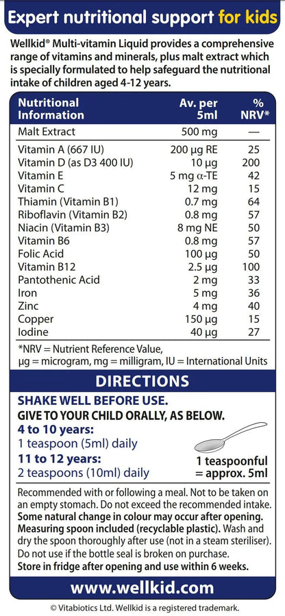 Wellkid by Vitabiotics Multi-Vitamin Liquid 150ml Wellkid