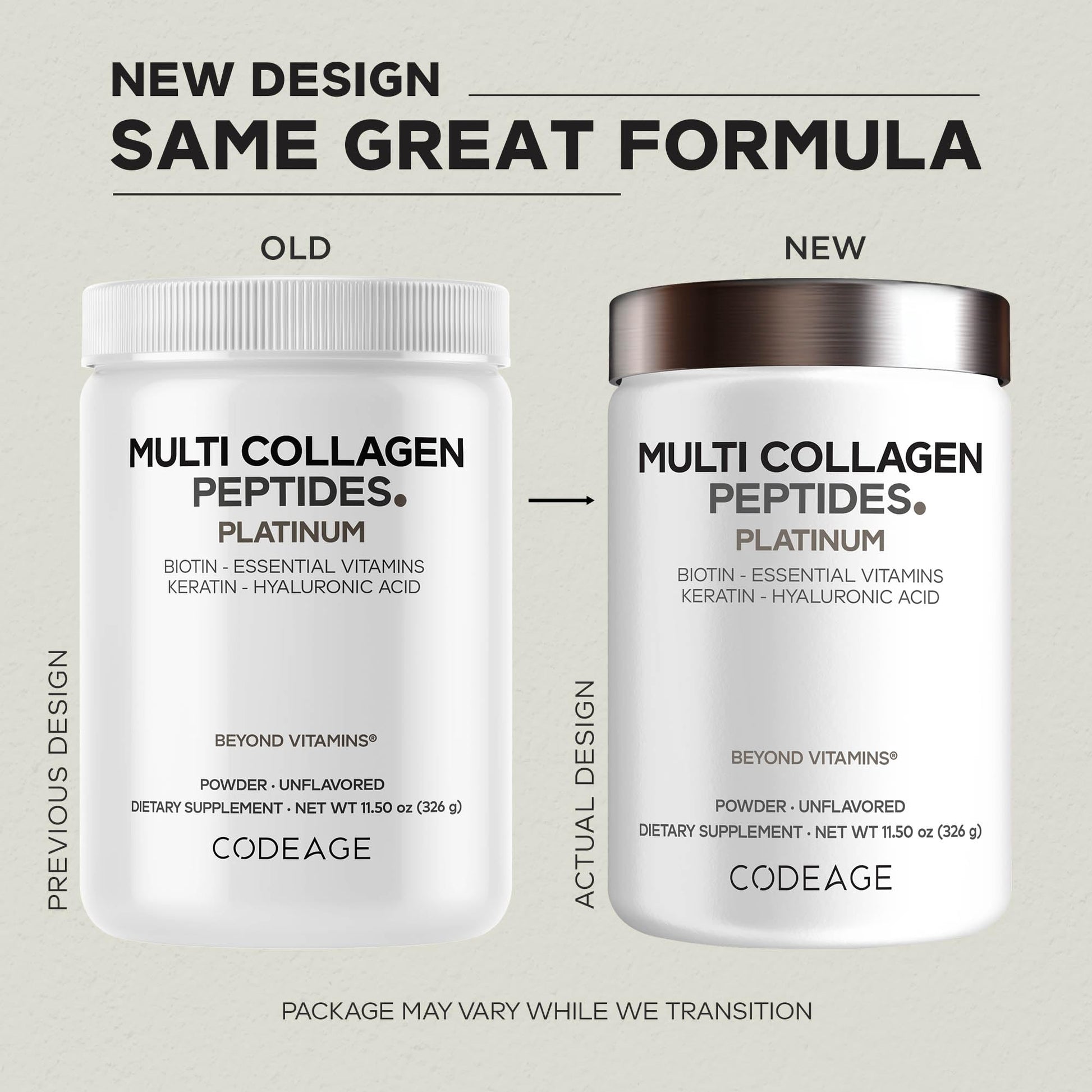 Codeage Multi Collagen for Women & Men Biotin 10000mcg Keratin, Protein Powder Vitamin C B6 D3, Hyaluronic Acid, Niacin - Hydrolyzed Collagen Coffee Creamer 5 Types - Unflavored - Non-GMO - 11.5oz CodeageBuy Supplements Australia