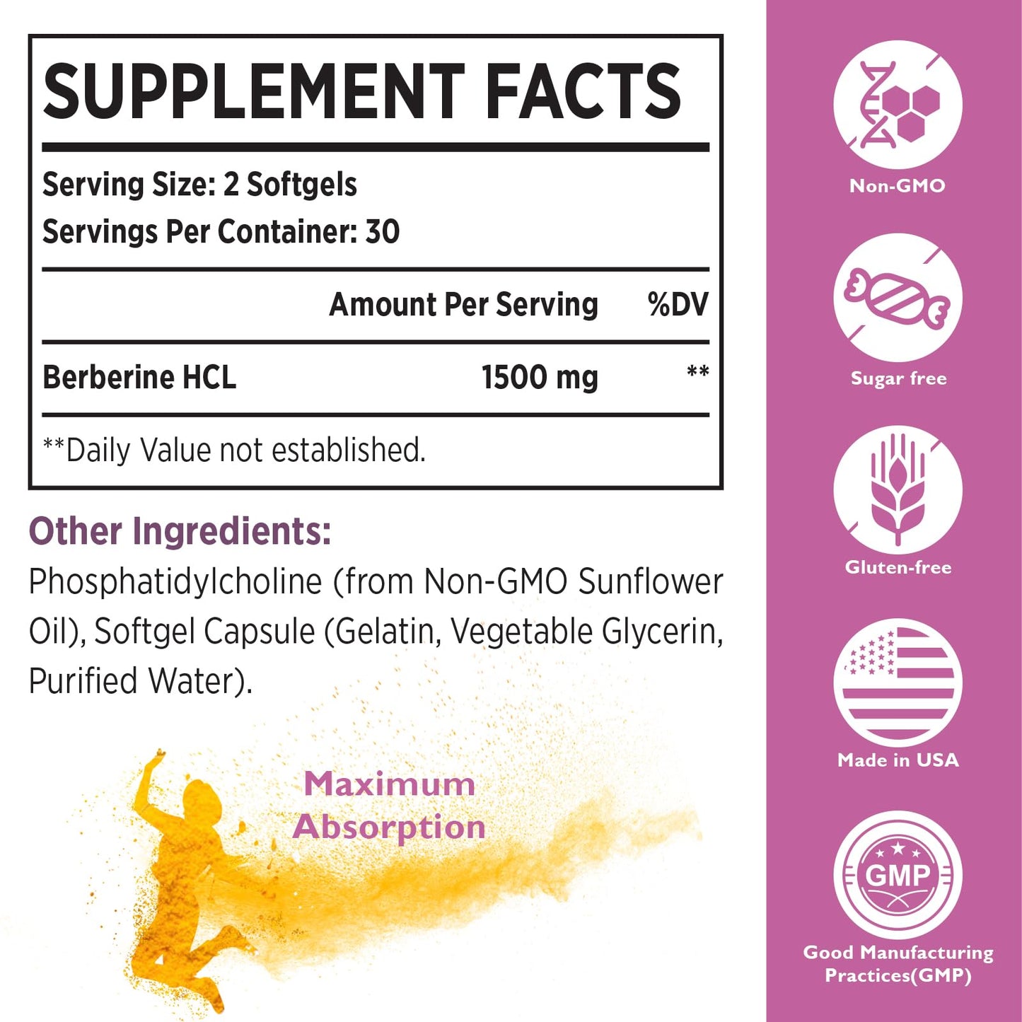 Liposomal Berberine Supplement 1500mg - High Bioavailability Berberine HCL Capsules KoNefancyBuy Supplements Australia